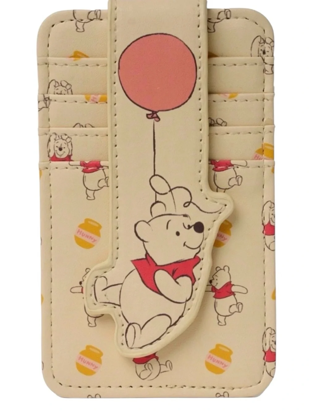 Disney Winnie the Pooh Cream Card Holder with Balloon Strap NWT